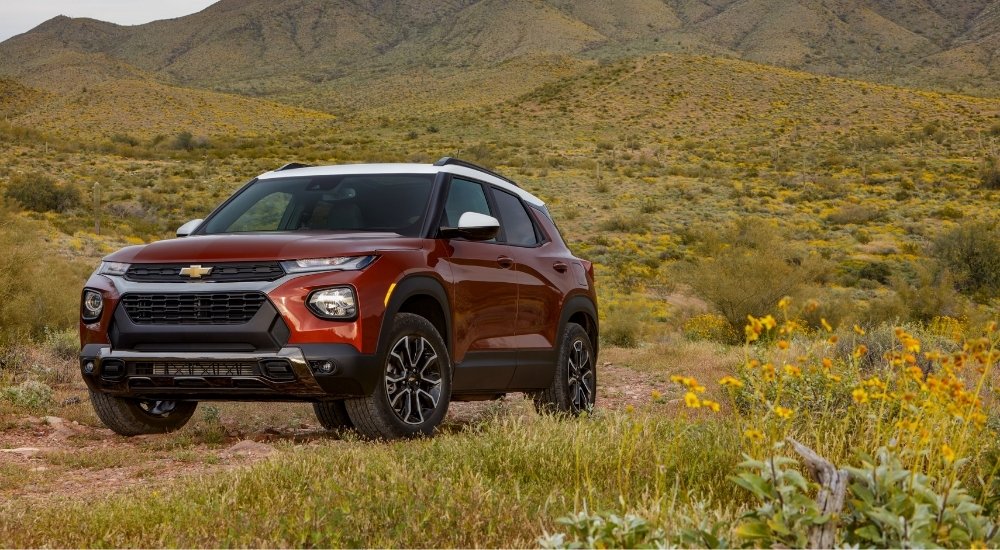 A red 2021 Chevy Trailblazer ACTIV is shown after viewing used SUVs for sale.