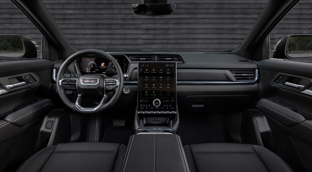The black interior of a 2025 GMC Terrain.