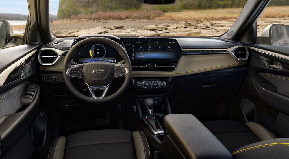 Interior, infotainment system, and digital gauge cluster in a 2026 Chevy Trailblazer