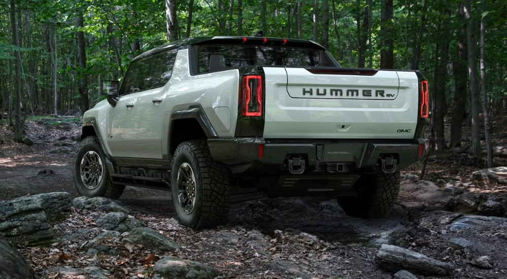 White 2022 Hummer EV off-roading 