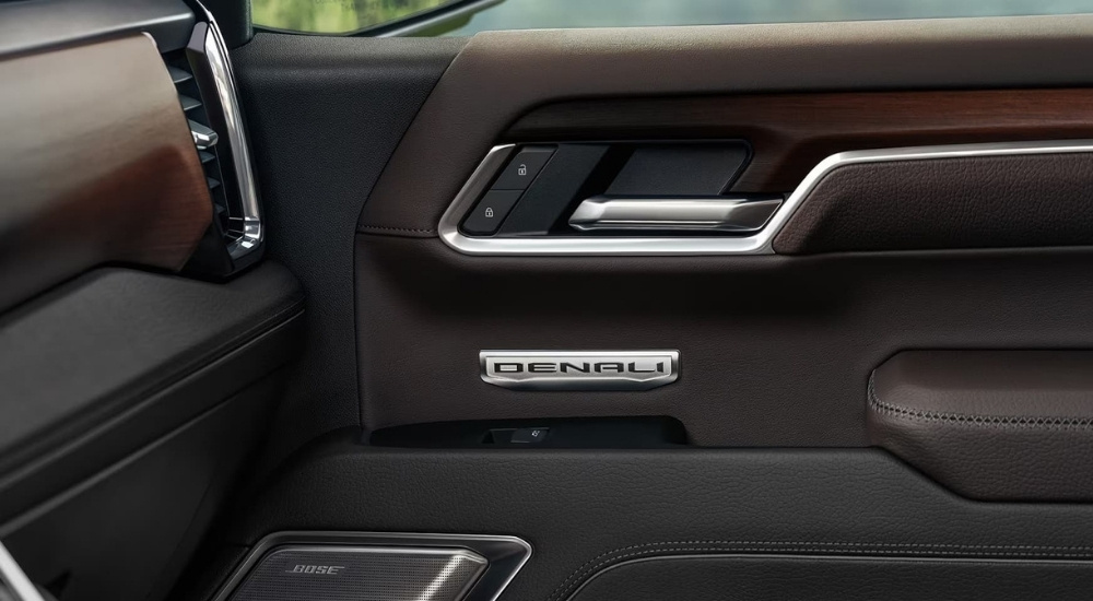 Door handle in a 2025 GMC Sierra 1500 Denali.