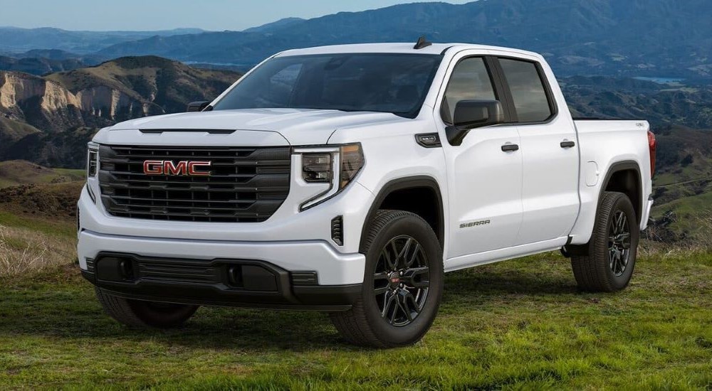 White 2024 GMC Sierra 1500 Pro Graphite Edition angled left