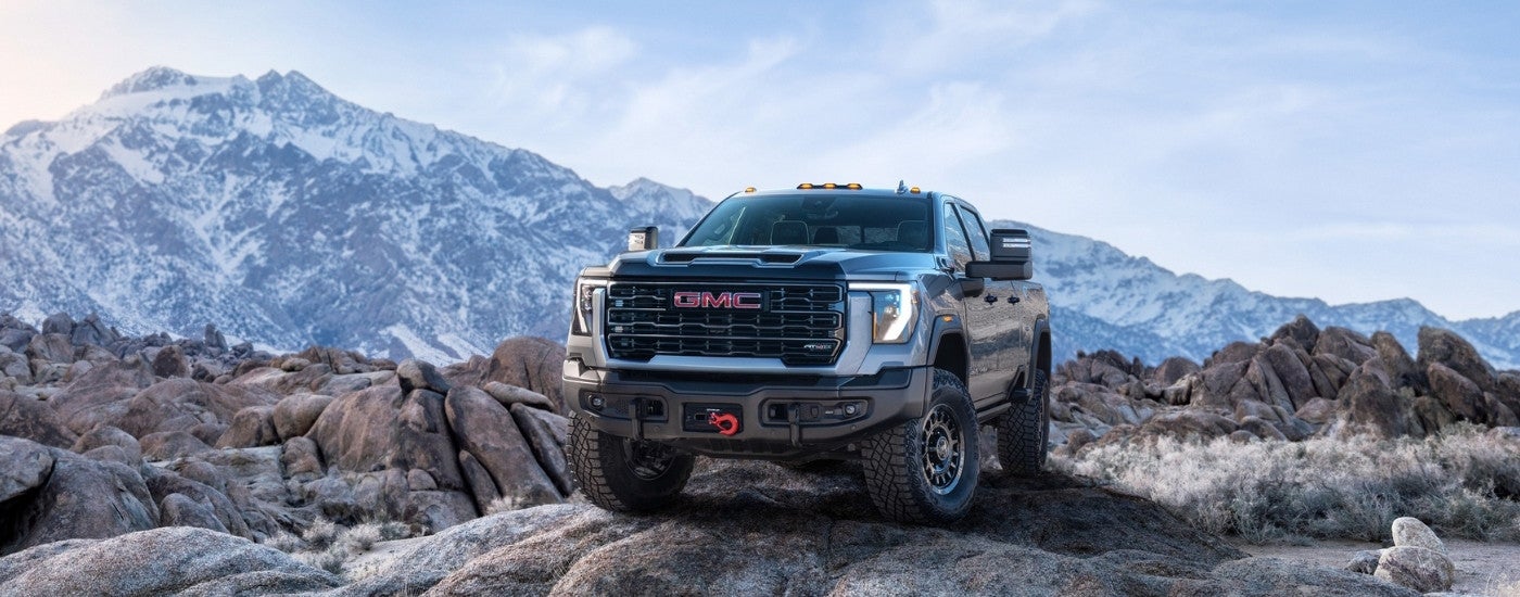 A grey 2025 GMC Sierra 2500 from the front after leaving a GMC dealer near Southaven.