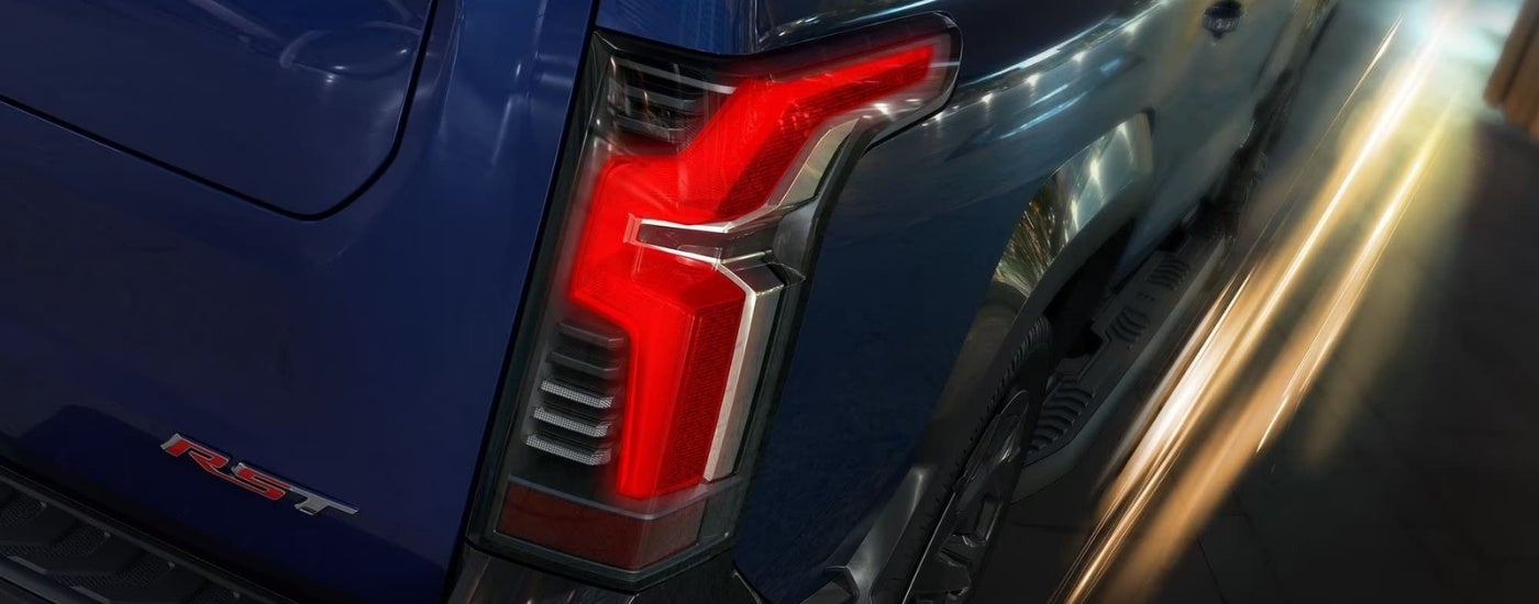 Close-up of the passenger side taillight on a 2024 Chevy Silverado EV RST.