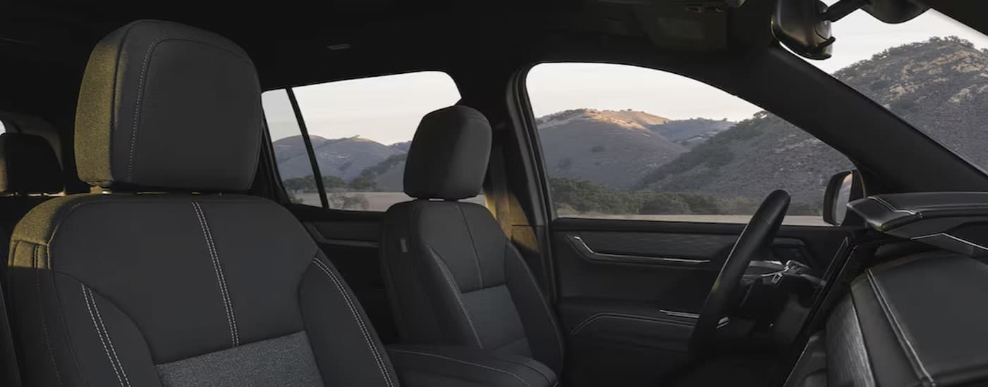 Black interior in a 2025 GMC Acadia.