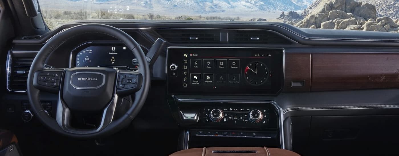 The black dash in a 2025 GMC Sierra 2500 HD for sale.